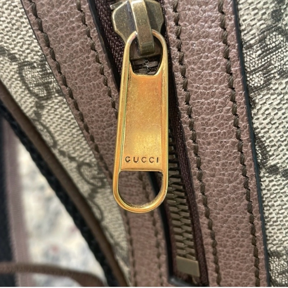 Gucci Monogram Backpack with Gold and Red Accents - Picture 5 of 10